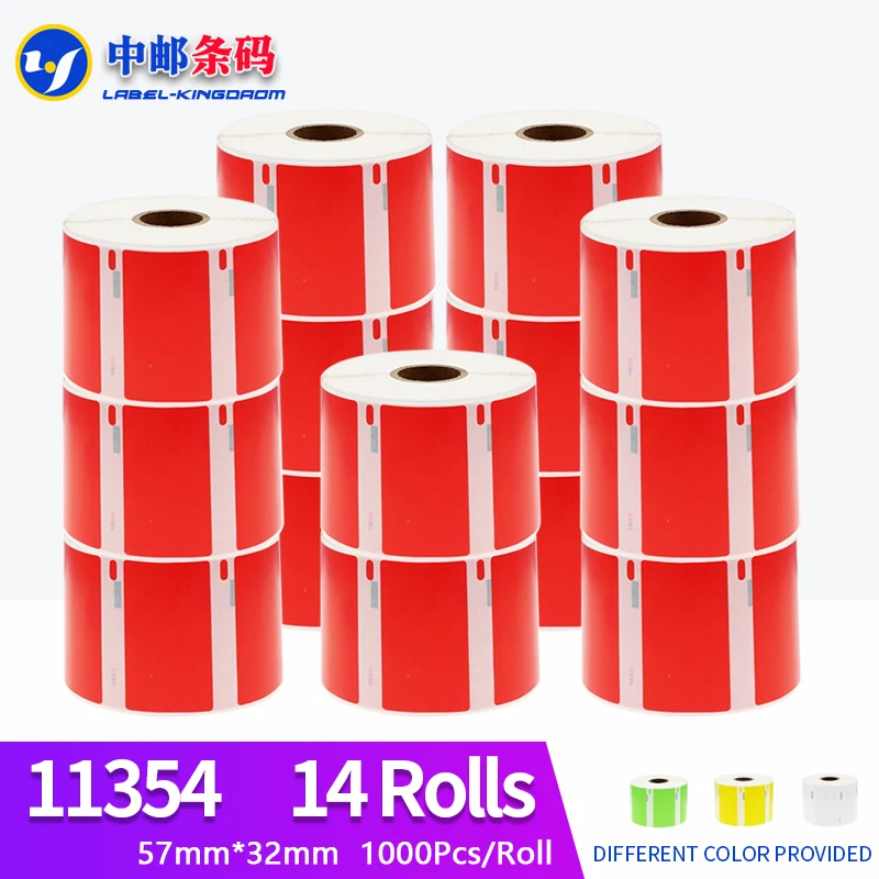 

14 Rolls Dymo Generic Red Color 11354 Label 57*32mm 1000Pcs Compatible for LW400 450 450Turbo Seiko SLP 440 Printer