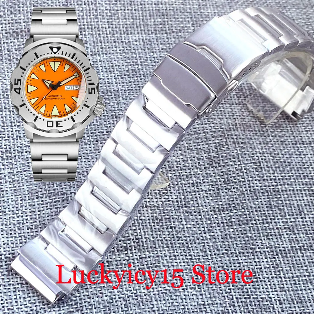 316L Stainless Steel 20mm Width Lug Metal Brushed Bracelet FOLDING CLASP Fit Tandorio 42mm Monster Automatic Men Wristwatch Case