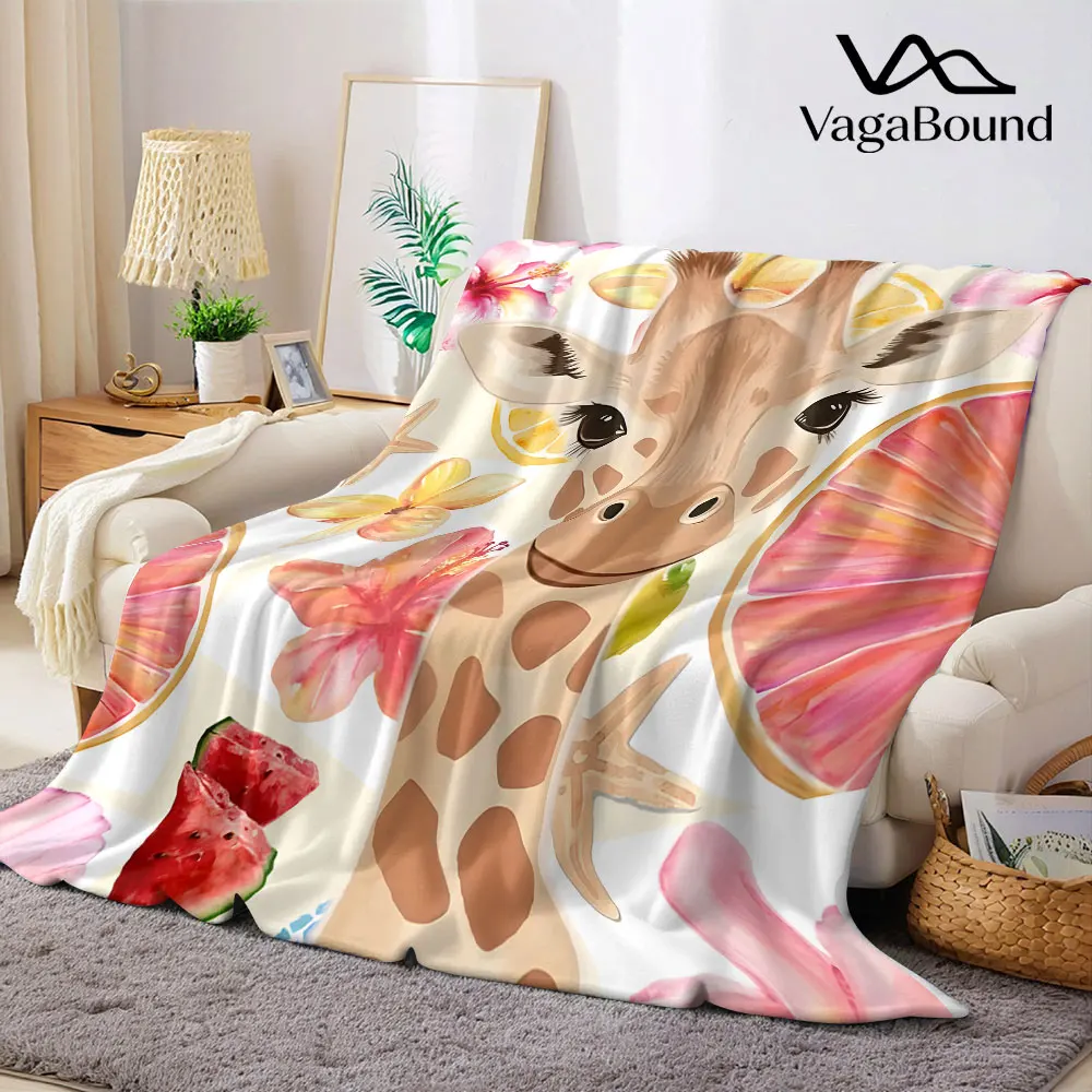 Tropical Giraffe Flannel Blanket Warm Soft Halloween Christmas Decorative Couch Warm Cozy All-Season Gift