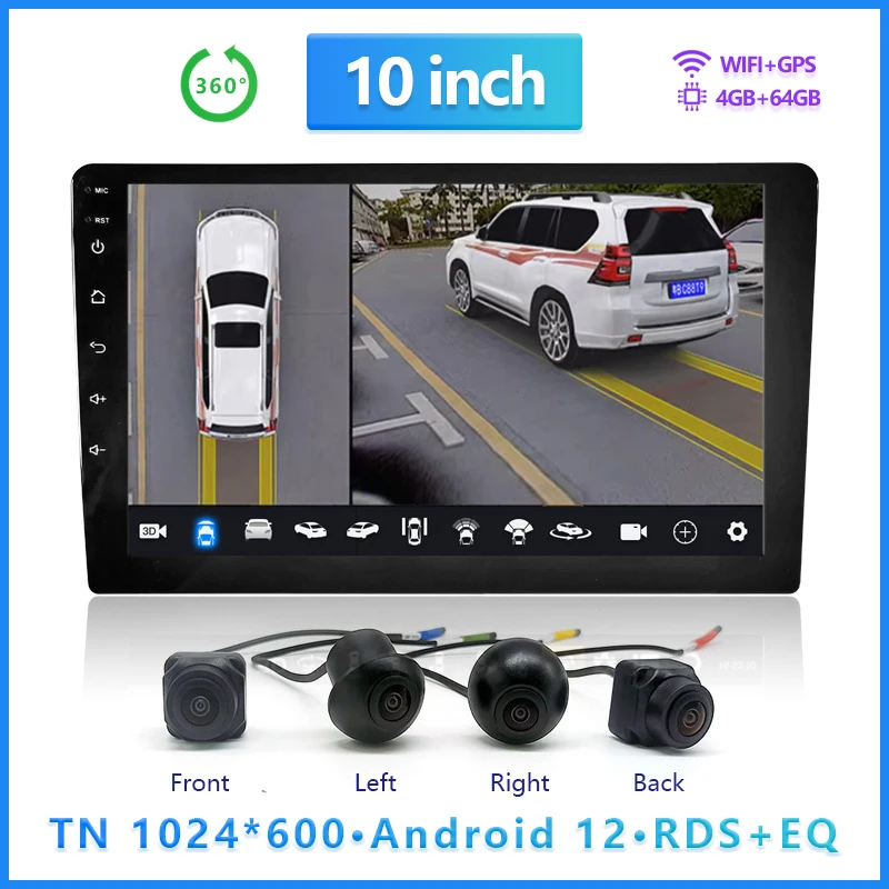 360° Panoramic Camera Android Car Radio HD720P/1080P CarPlay Auto Multimedia Stereo 2Din Universal 9\