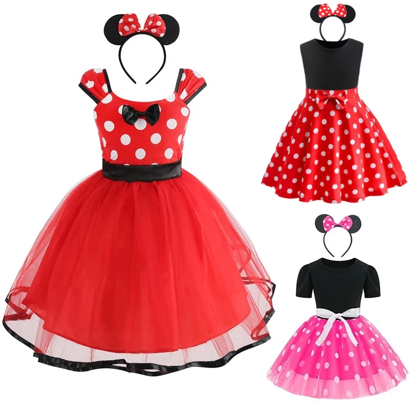 

Baby Girl Dress for 1-8Yrs Children Summer Clothes Kids Cute Mouse Polka Dot Dress Girls Birthday Party Christmas Costume