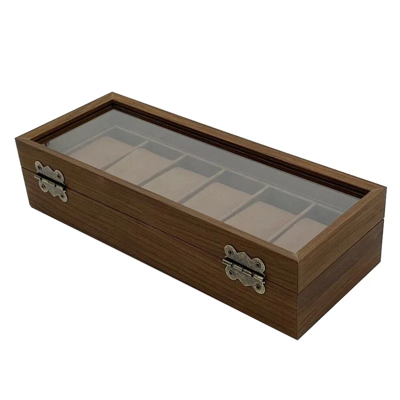 [Retro version] Wooden 6-position watch storage display box, black walnut wooden 6-position watch box