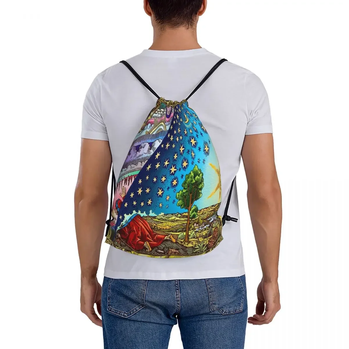 Flammarion-Xilogravura Flat Earth Design Mochilas, Sacos De Cordão, Pacote De Bolso, Saco De Esportes, Bookbag, 2017