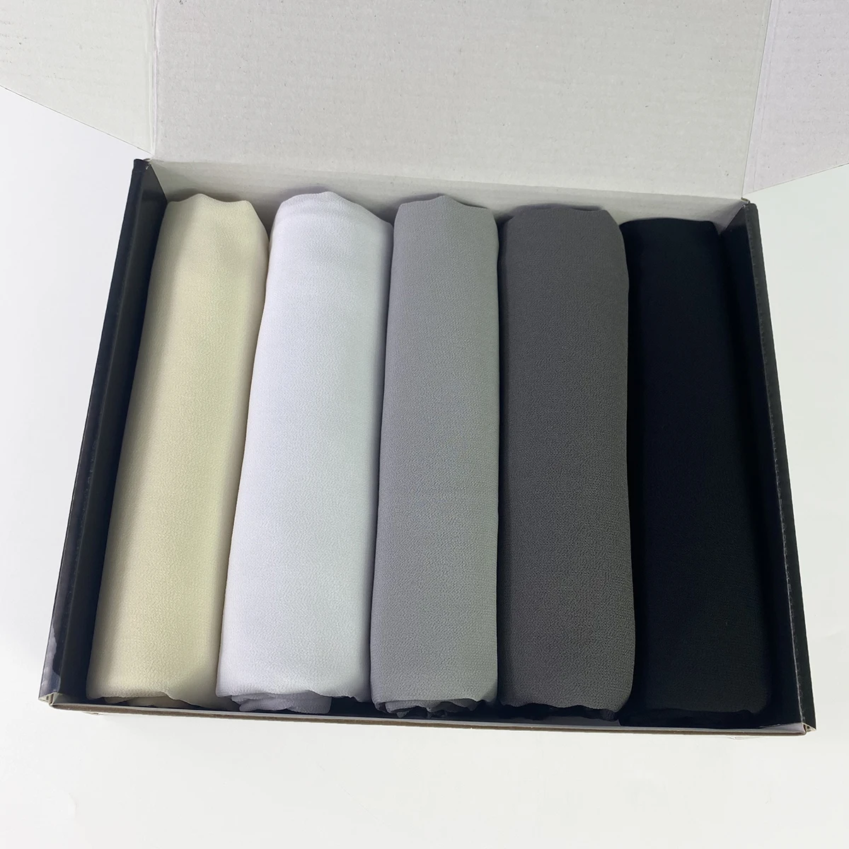 5pcs/Box Premium Chiffon Hijabs Solid Color Plain Scarf Muslim Shawls Headscarf Turban Echarpe Foulard Luxury Hijab Box