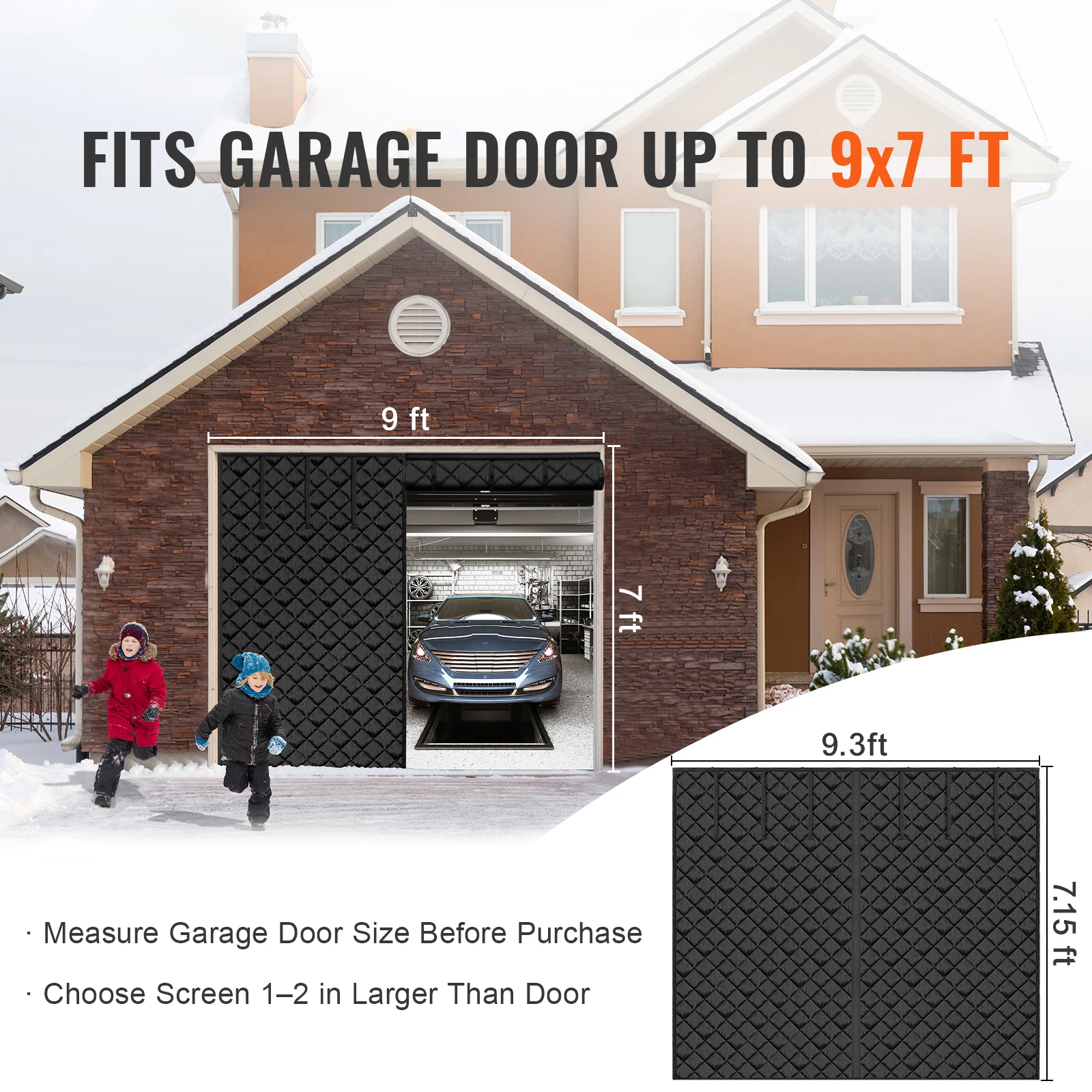 SucceBuy Garage Door Screen for Winter Garage Door Insulation Kit Magnetic Thermal Insulated Door Curtain with 300DOxford Fabric