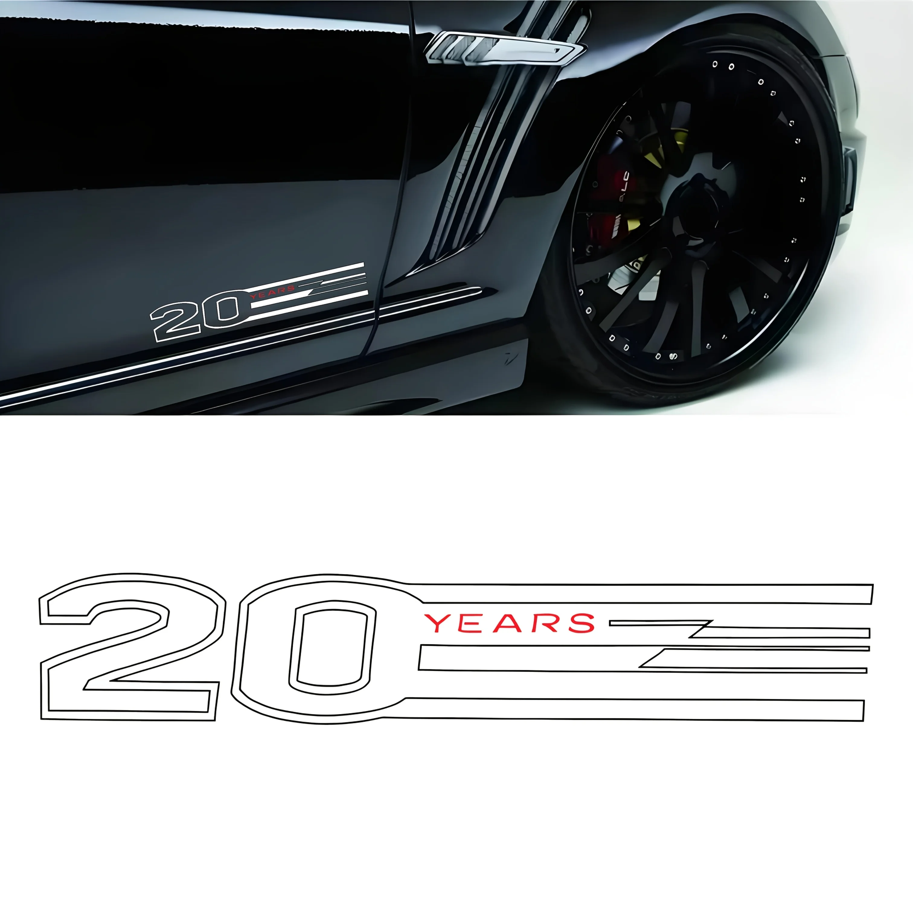 2PCS/SET 20 Years Anniversary Car Sticker Waterproof Vinyl D