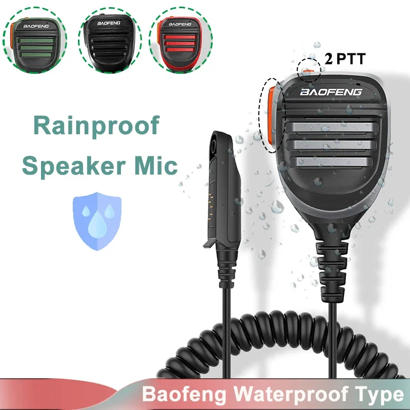 UV-68 Pro Max V2 Waterproof Speaker Microphone Tactical Rain-proof Mic for Walkie Talkie UV-S22 Pro UV-9R Pro UV-9R Plus BF-9700