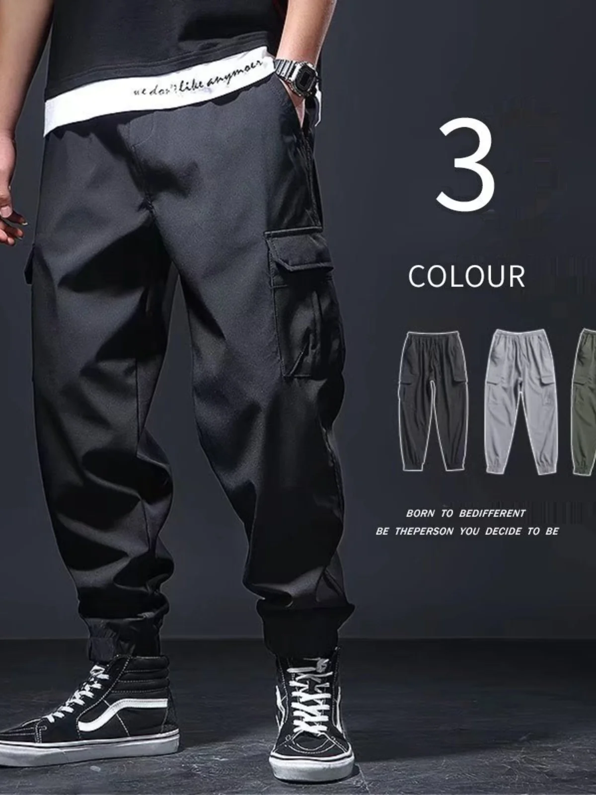 

Легкие летние мужские повседневные рабочие брюки, быстросохнущие, укороченные (до щиколотки), прочные, свободного кроя, из полиэфирного волокна, молодежный стиль