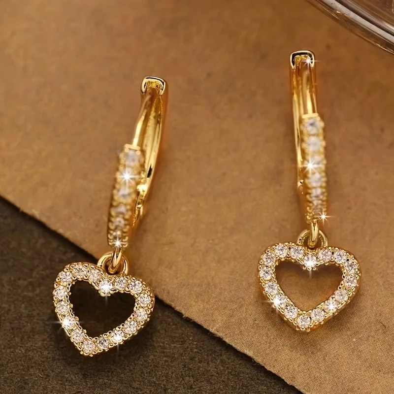 Europe and The United States Fashion Trend Love Drop Earrings Ladies Luxury Shining Inlaid Zirconia Wedding Jewelry image 4