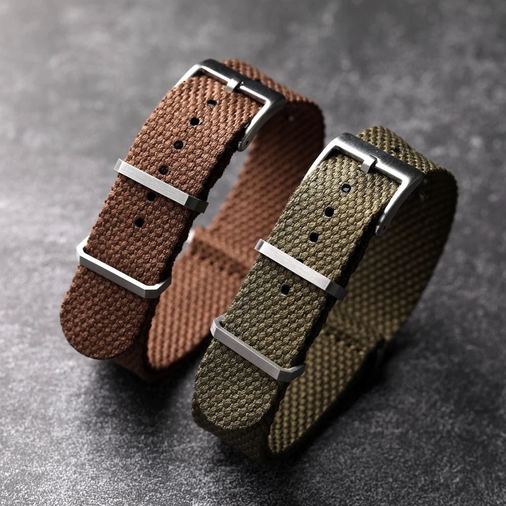 Herren Leinen Nylon armband 20mm 22mm grün braun Vintage Taucher uhr weiches, atmungsaktives, verschleiß festes Armband