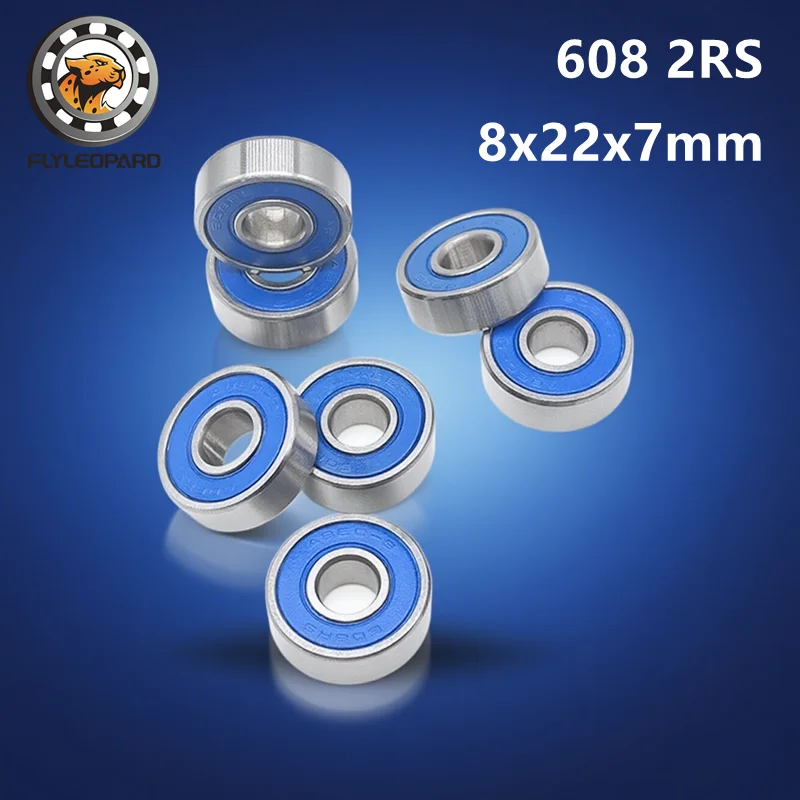 

2/4/6/8/10PCS Miniature Single Row Ball Bearing 608RS 8X22X7mm with Blue Rubber Cover for Industrial Motor and Fitness Equipment