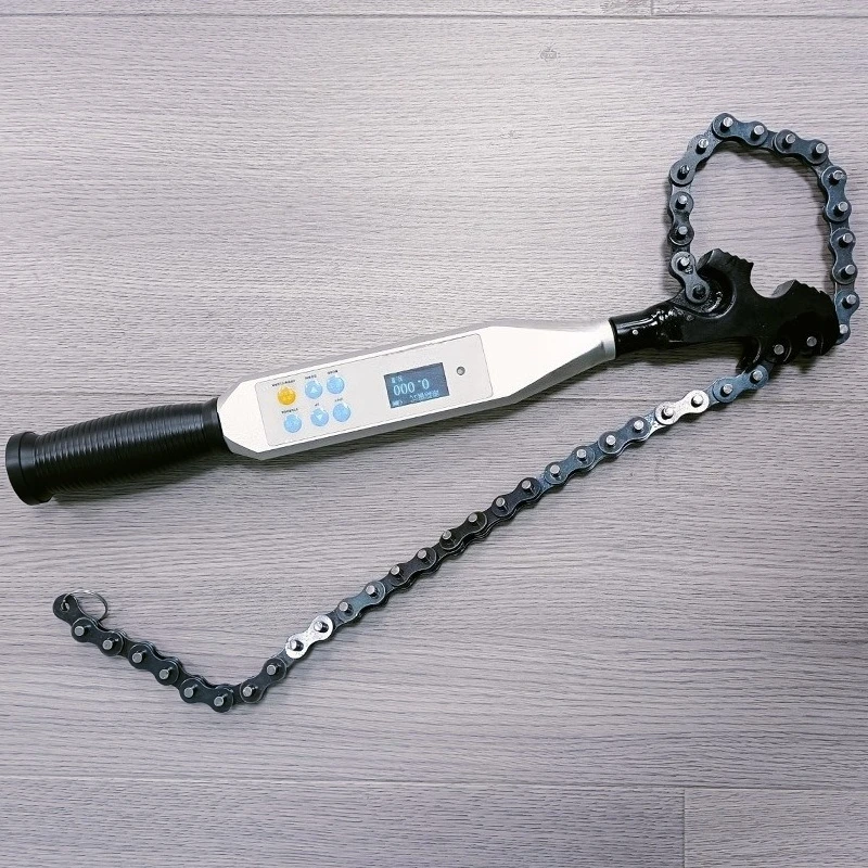 Heavy Duty Iron Chain Digital Torque Wrench 0.2-3000Nm Peak Tracking Preset Alarm Function Large Range Production Equipment