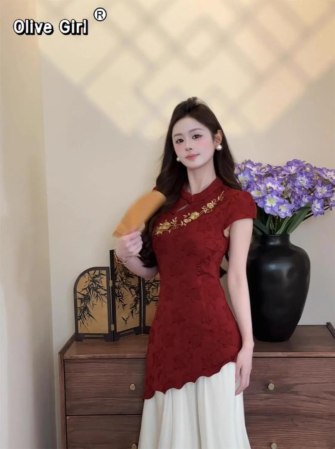 فستان صيفي 2025 الملابس الصينية التقليدية تشيباو التطريز الربط وهمية قطعتين فستان تشيباو أنيق شيونغسام #4