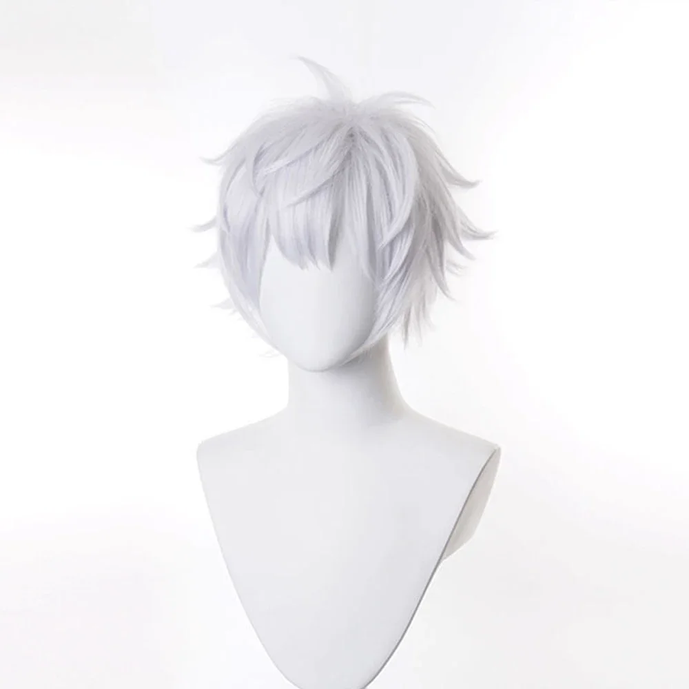 RANYU White Men Wig Short Straight Synthetic Anime Hair High Temperature Fiber For Cosplay Party