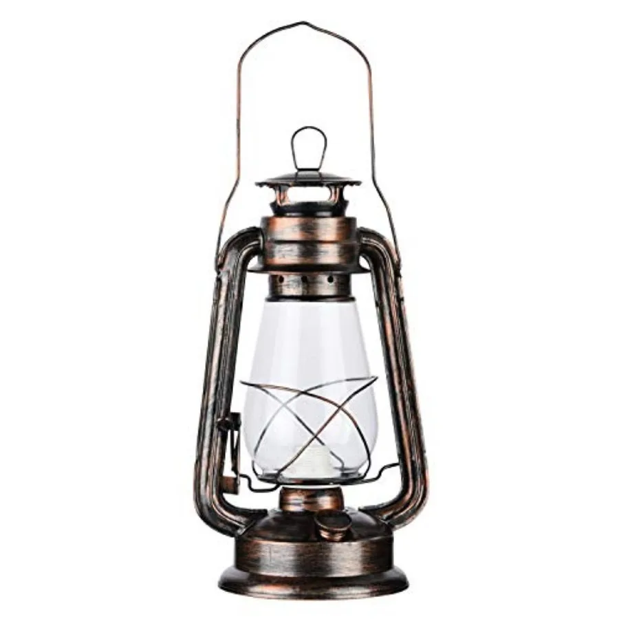 

Vintage Rustic Accent Old Fashioned Electric Lantern Oil Lamp with Edison LED Bulb Bronze Rust Finish Nightstand Desk Table Lam