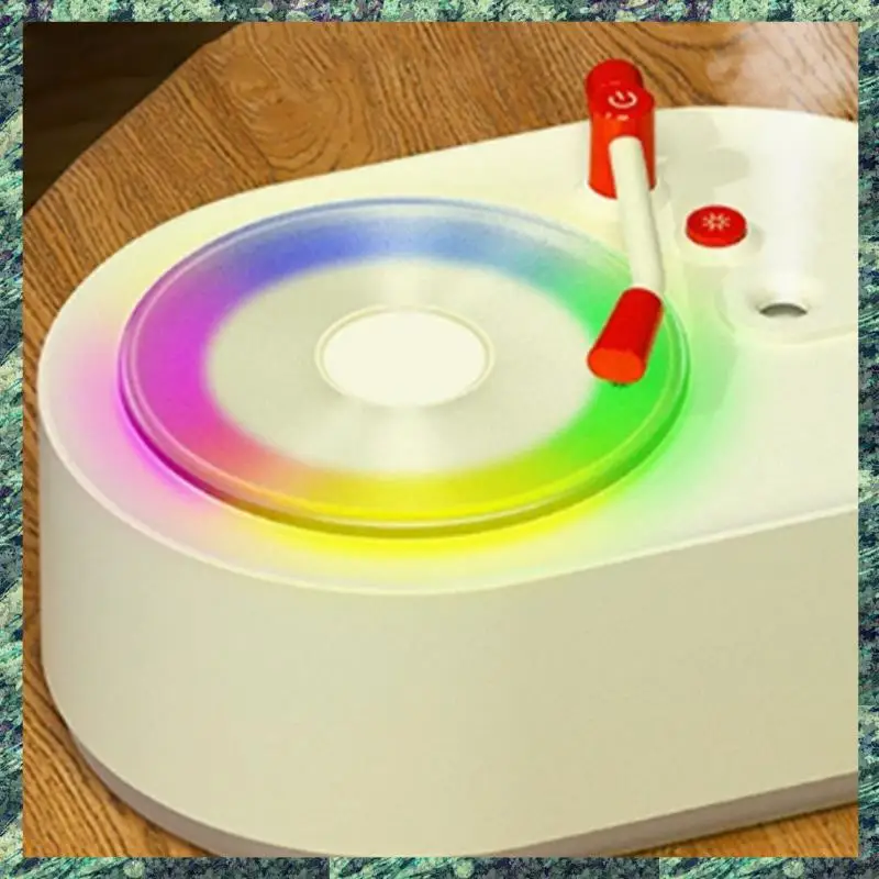 SCLS Pemutar Rekaman Retro Portabel USB Mini Pelembap Udara Kabut Dingin Penyebar Aroma Minyak Esensial dengan Led