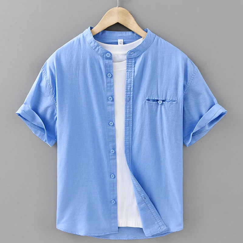 

2026 High-Quality Men's Fashion Stylish Casual Summer New Style Cotton-Linen Short-Sleeved T-Shirt Shirt