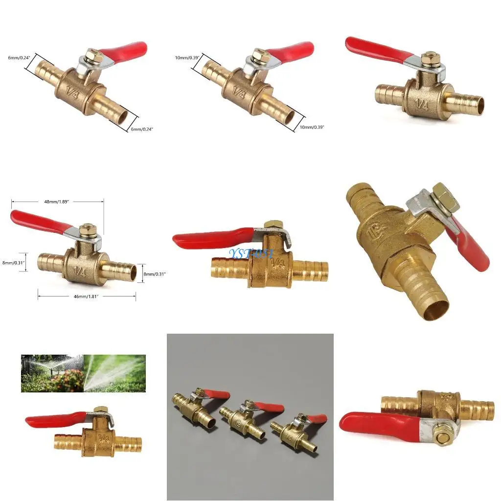

E15A Metal Valves set Safe & Strong Shut Off Valves 6/8/10mm 5pcs for Water & Gas