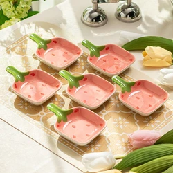 Strawberry Ceramic Seasoning Plate Lovely Dipping Plate Household Soy Sauce Dish Taste Snack Plates Special for Microwave Oven