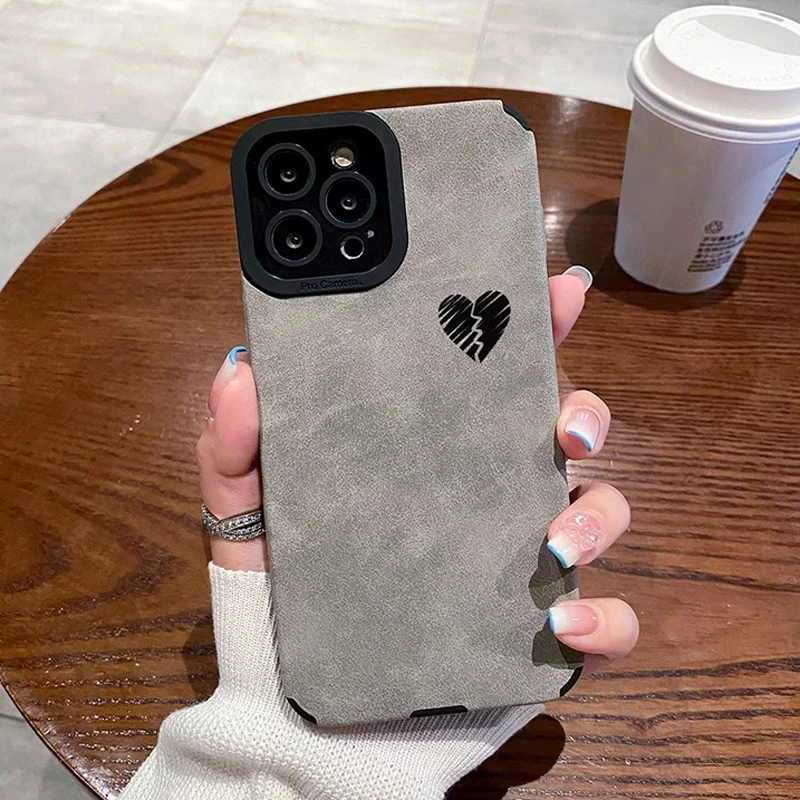 Split Love Heart Silicone Leather Case For Samsung Galaxy S22 S21 A54 A34 A53 A51 A52 A23 A32 A31 A71 A72 A73 A14 A13 A12 A21S