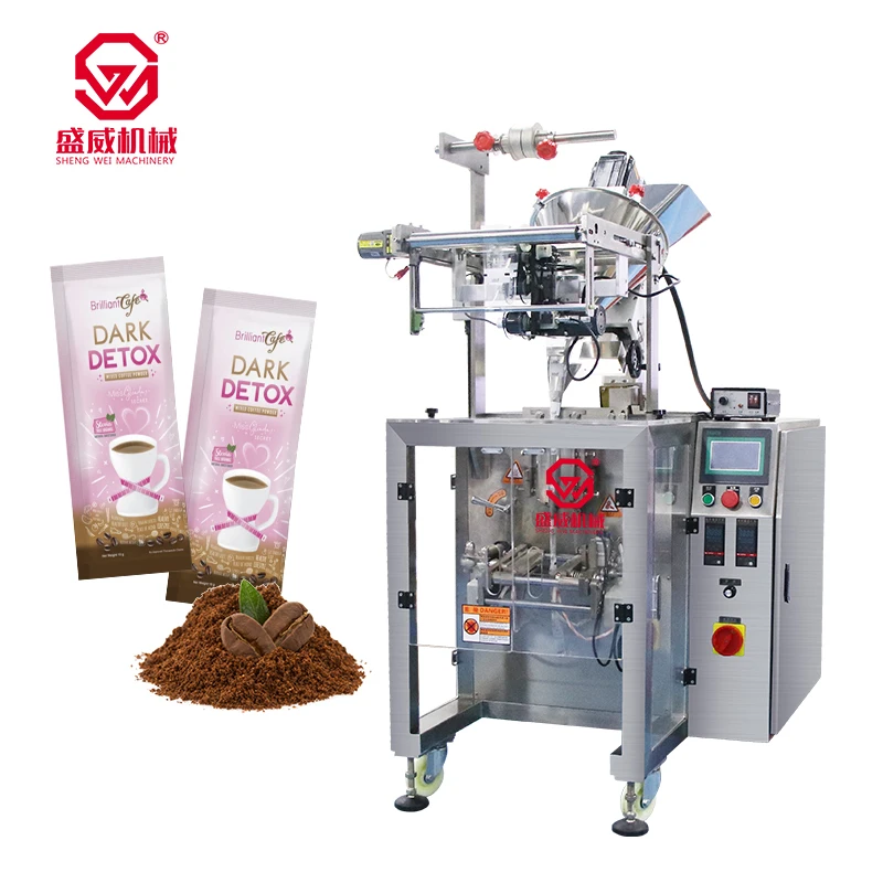 Shengwei Machinery Three Sides Seal Bag Coffee Stick Automatic Coffee Powder Packing Machine