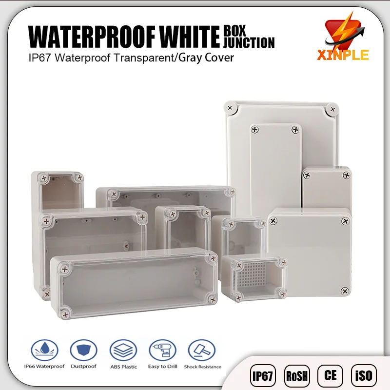 

IP67 Plastic Transparent/Gray Cover Waterproof Enclosure Safe Box for Outdoor Electronic Projects Electrical Instrument Junction