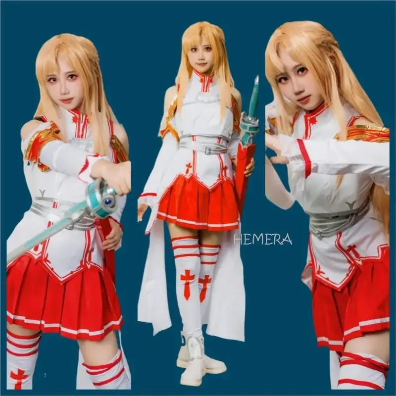 

ff34Anime Sword Art On-line Asuna Yuuki Dressed Cosplay Uniform Costumes For Halloween Are Your Battle Suit SAO Women Full Set W