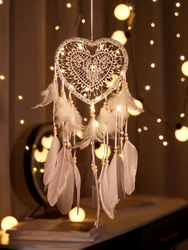Creative Hollow Out Love Heart Feather Hanging Ornaments Nordic Dream Catcher Living Room Bedroom Decor Christmas Birthday Gift