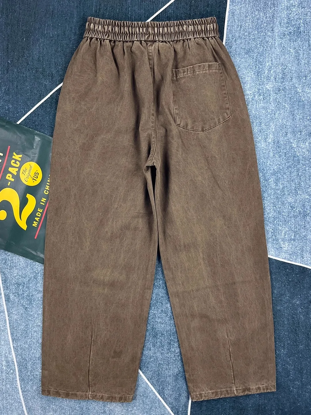 

Мужские повседневные свободные брюки прямого кроя из хлопка с начесом, из чистого хлопка, в американском ретро- и японском стиле, с эластичным поясом, длинные