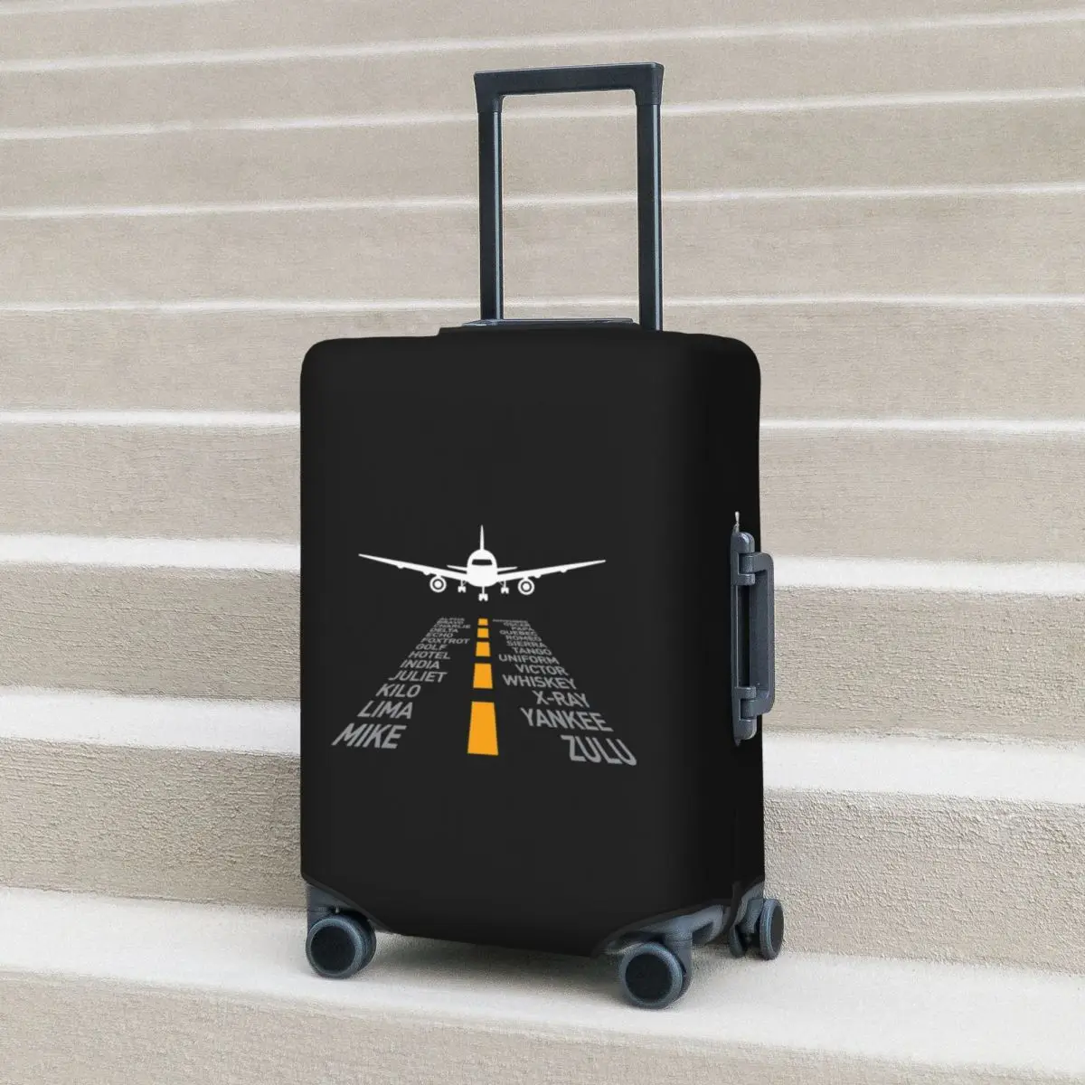 Airplane Pilot Gifts Airport Runway Phonetic Alphabet Plane Suitcase Cover Protection Elastic Travel Luggage Protector Covers
