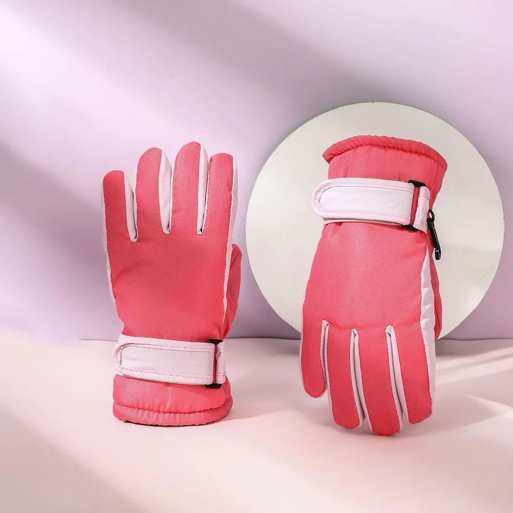 

Multicolor Winter Ski Gloves Windproof Waterproof Touch Screen Gloves Full Finger Fleece Ultralight Warm Mittens Children