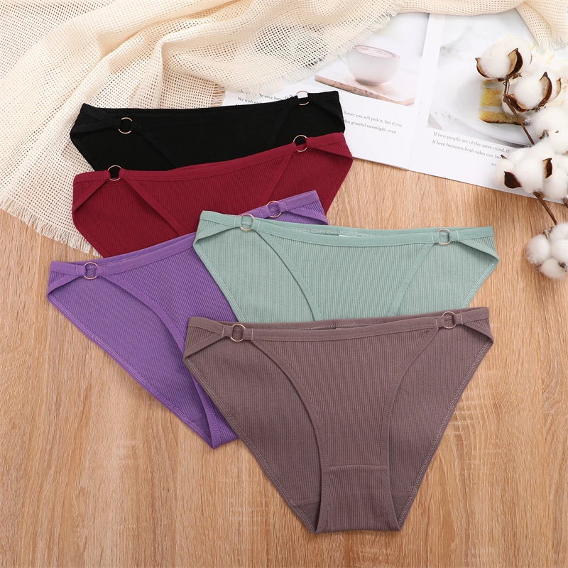 FINETOO 2PCS Women Cotton Panties Sexy Low Waist Breathable Underpants Female Seamless Solid Color Underwear Briefs Lingerie New