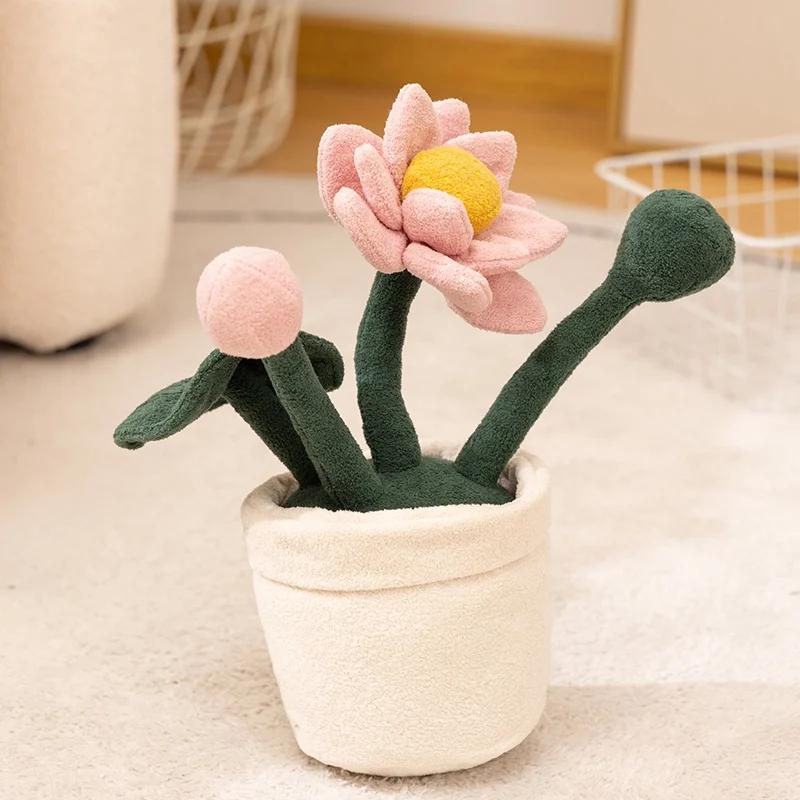 Flower Series Topf-Plüschtier, simulierter Plüsch, Pflanze, Blume, Pfirsichblüte, Tulpe, Lotusrose, Kinderspielzeug, Heim- und Bürodekoration