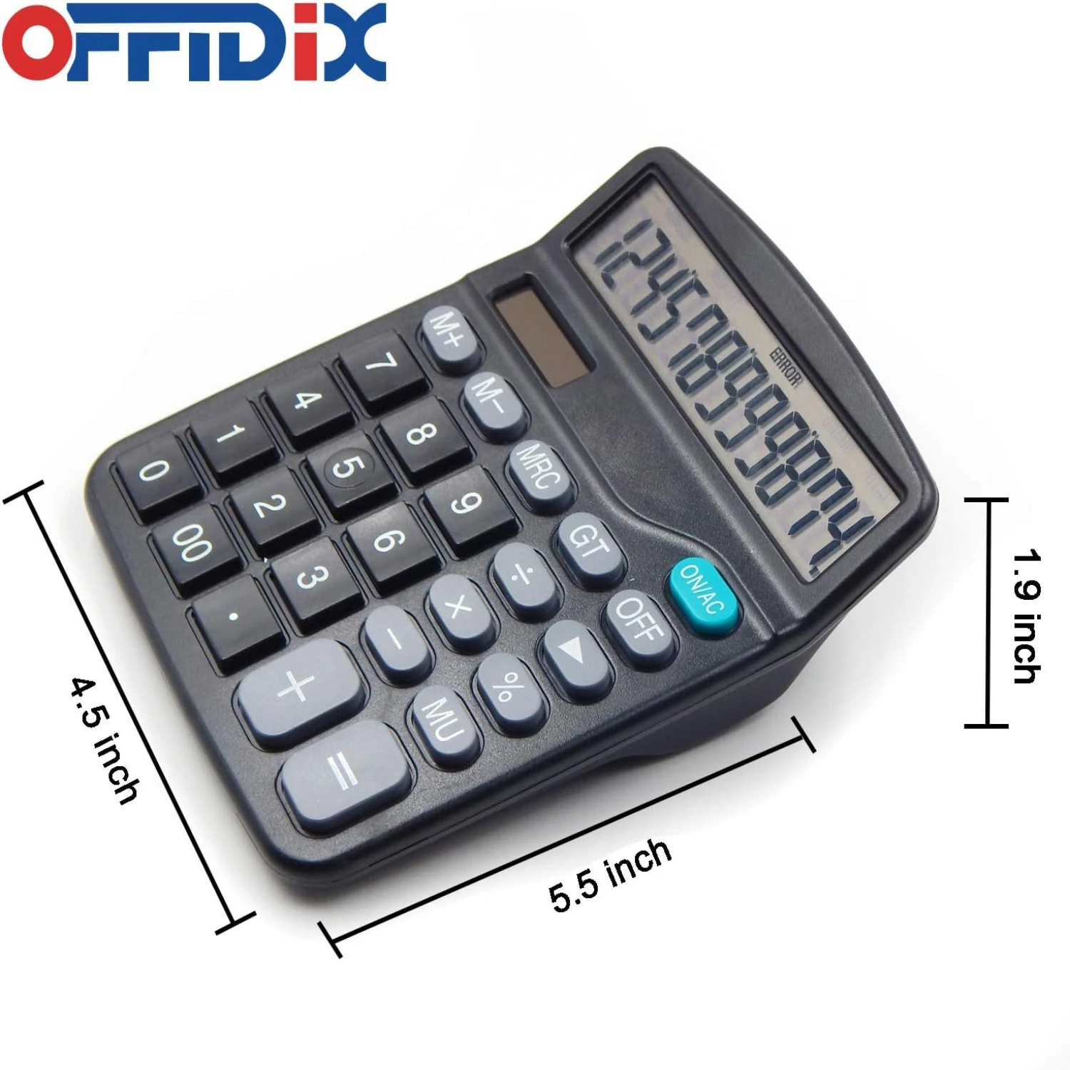 OFFDIX Large Office Calculators Office Desktop Black Calculator for 2018 Gift, Solar and Battery Dual Power Electronic Calculato