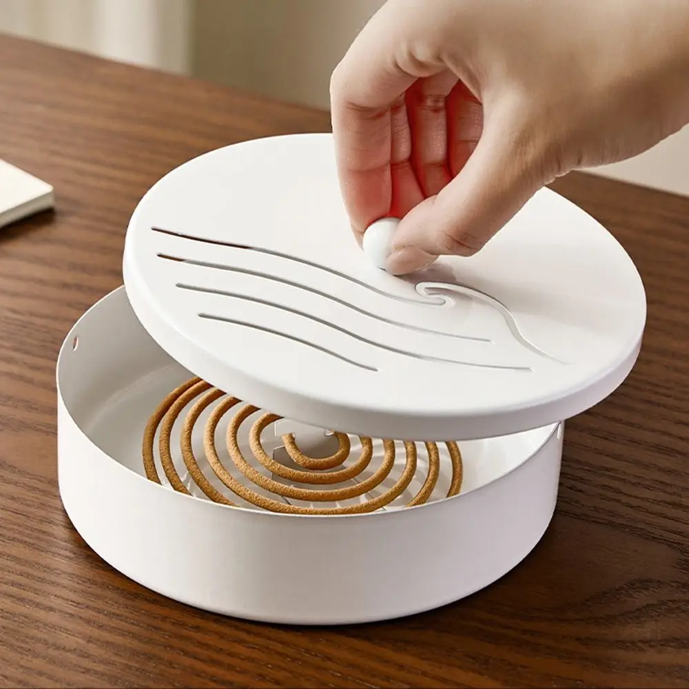 With Lid Mosquito Coil Holder High Temperature Resistant Hollow-out Design Incense Burner Anti-scald Mosquito Coil Box Home Use