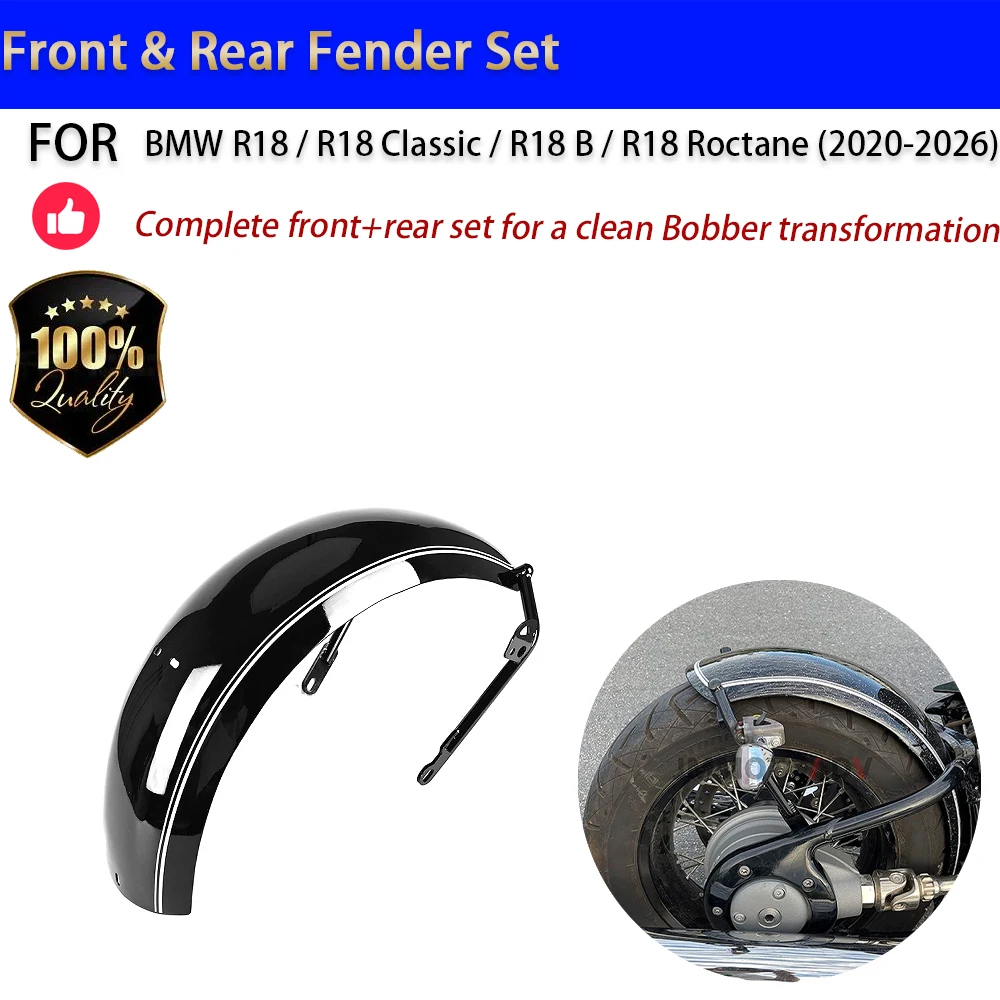 For BMW R18 Bobber Front Rear Fender Set Aluminum Short Tail Mudguard 2020-2026 No-Drill Accesorios Moto