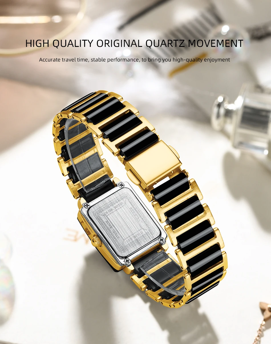 CHENXI 104A Couple's Quartz Watch Gold Black and White Ceramic Luxury Watch Men's and Women's Valentine's Day Gift Watch Reloj