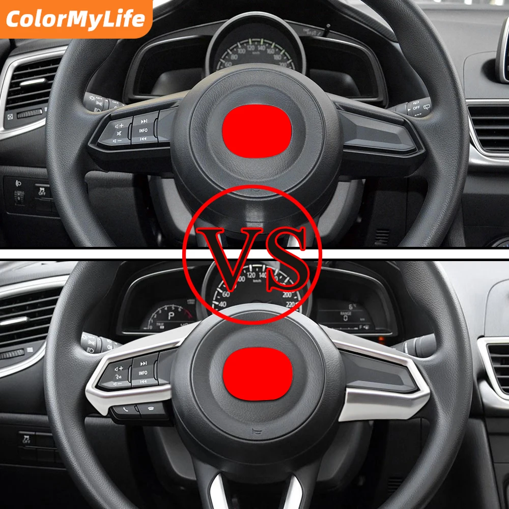 Car Steering Wheel Trim Circle Sequins Cover Sticker for Mazda 3 6 CX-3 CX3 CX-5 CX5 CX8 CX9 Axela Atenza 2017-2019 Accessories