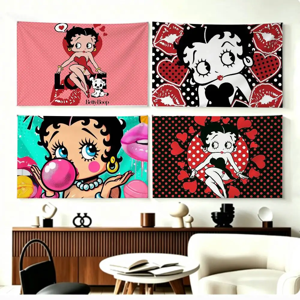 

Vintage B-Betty B-Boop Flags Wall Hanging Background Art Banner for Bedroom Home Outdoor Decor