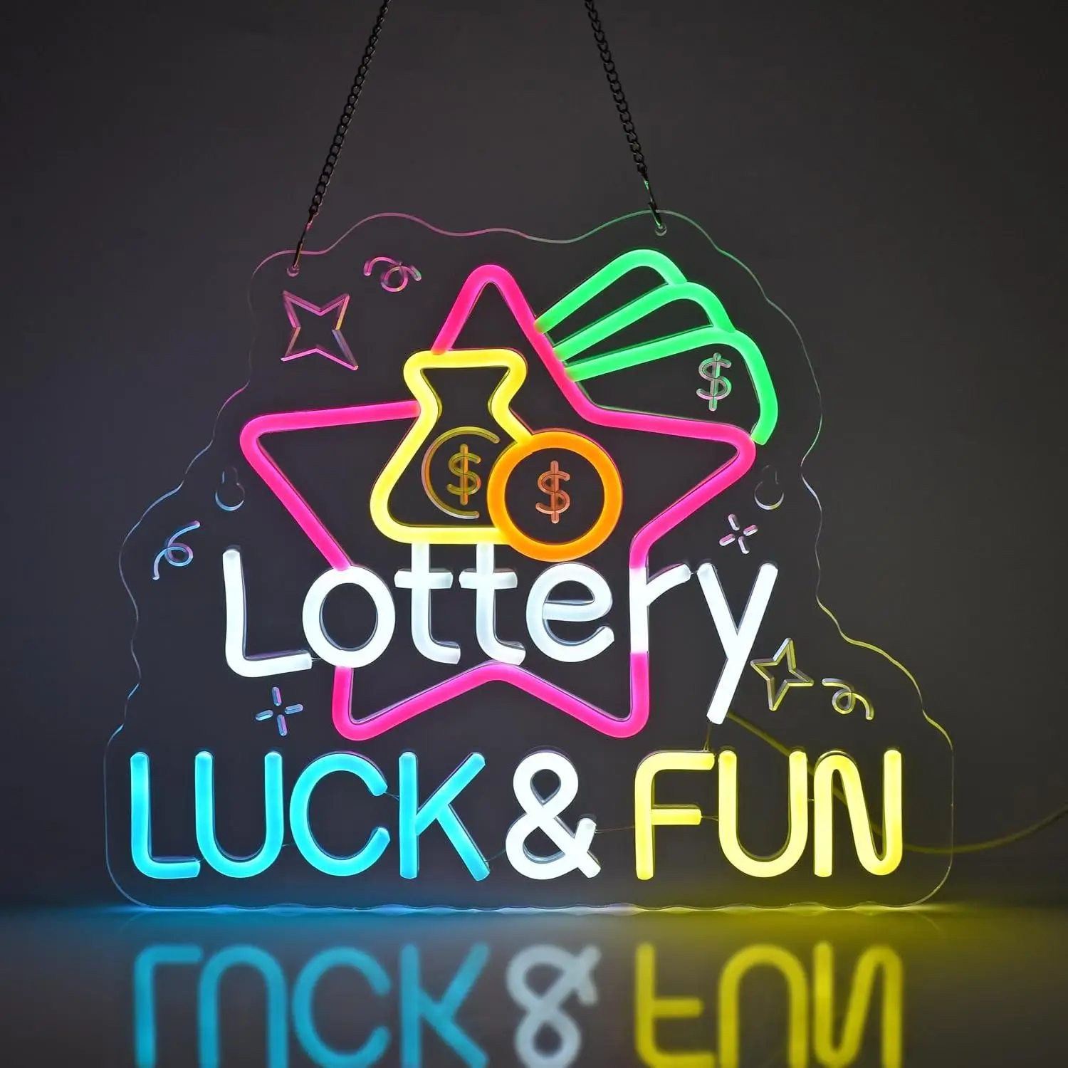 

Lottery Luck Fun Neon Sign LED Lights for Lottery Shops Casino-Themed Bars Game Celebration Home Decor Neon Billboard Gifts
