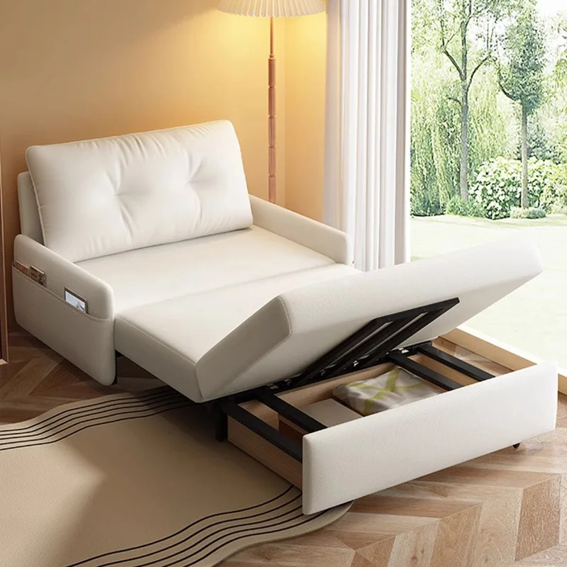 Lazy Sofa Bed Home Use Small Apartment Living Room Balcony Mobile Multifunctional Extendable Folding Integrated Nap Bed Unisex