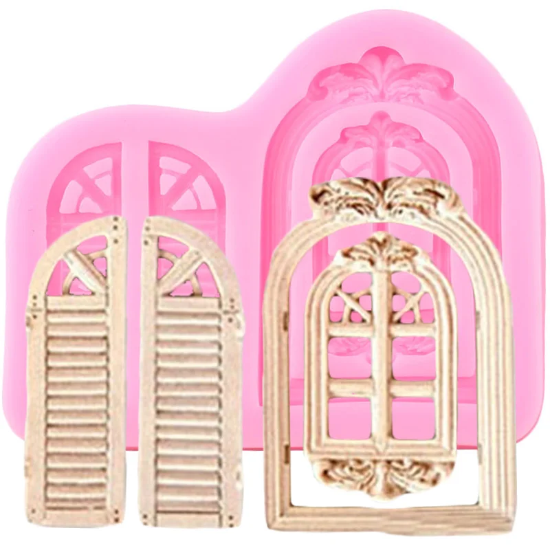 3D Door Window Frame Silicone Mold Fondant Cake Decorating Tools Chocolate Gumpaste Molds Sugarcraft Mould Candy Clay Moulds