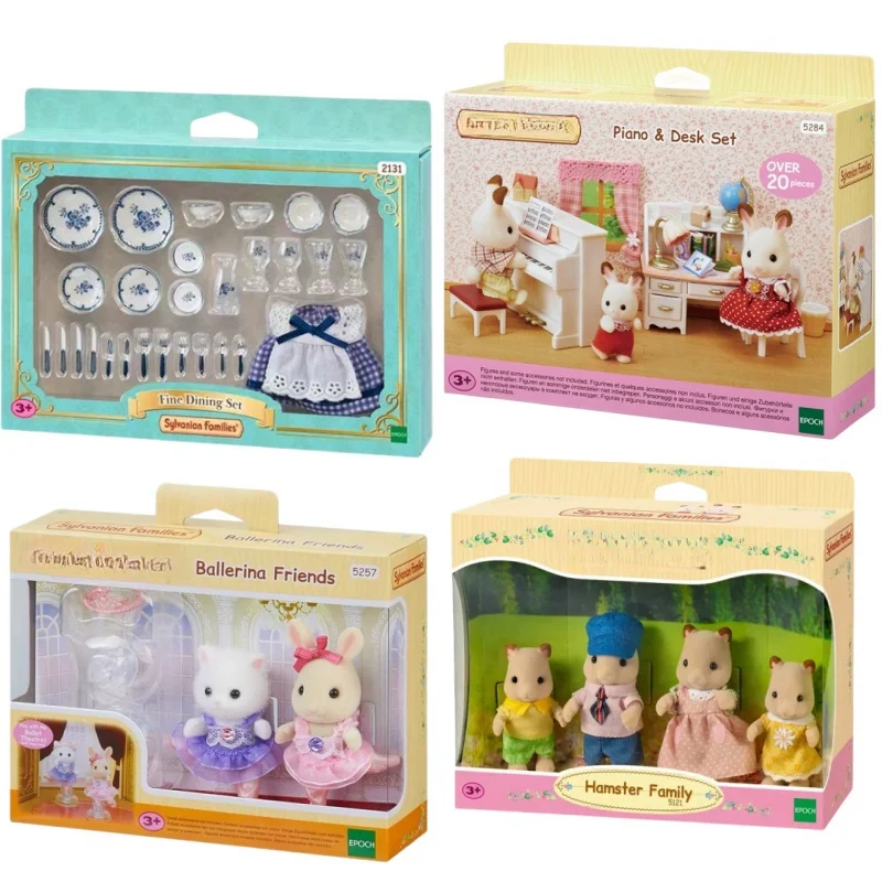 

Sylvanian Doll House Furniture Set Miniature Simulation Piano Desk Set Hamster Family Dolls Accessories Diy Families Toys Girls