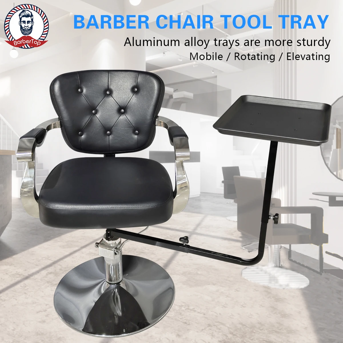 

Поднос для парикмахера крепится к стулу Вращающийся поднос Регулируемый по высоте поднос для салона Вращающийся на 360 градусов поднос для татуировки Парикмахерский поднос