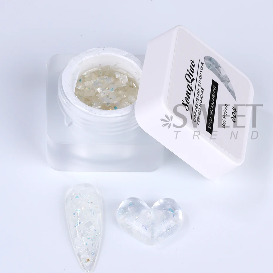 5ml Shimmer Shell Mermaid Nail Gel Polish Sparkling White UV LED Shiny Varnishes Soak Off Lacquer Broken Mica Gel Manicure Decor image 5