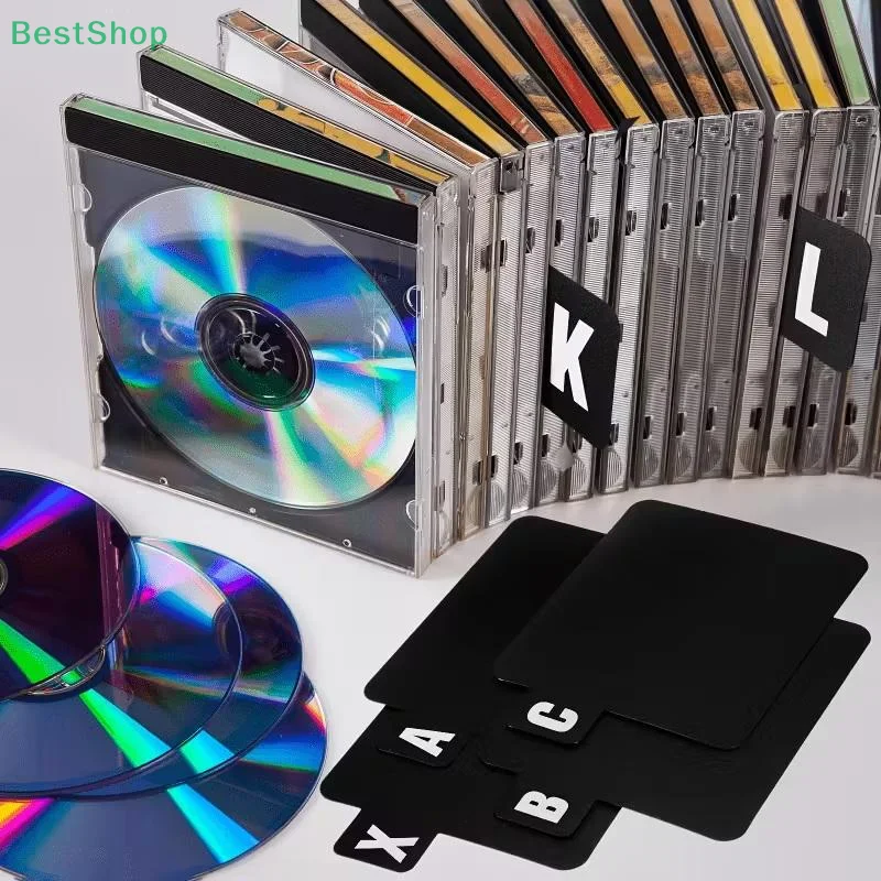 26 قطعة CD/DVD/فينيل سجل منظم فواصل A-Z الأبجدية ملف تخزين فاصل لألبومات الموسيقى والمكتب والمنزل وتوفير المساحة