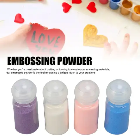 4Pcs 10ml Embossing Powder Set 4 Transparent Colors Embossing Powder for Scrapbooks Rubber Stamps and Paper Crafts