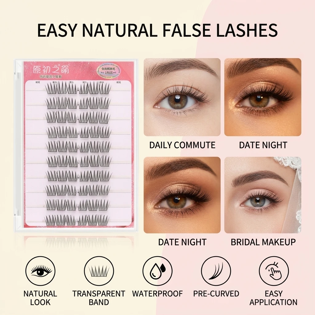 Idols Natural Simulation False Eyelashes Cartoon Wispy Korean Style Lashes Invisible Band Eyelash Extension Perfect Eye Makeup