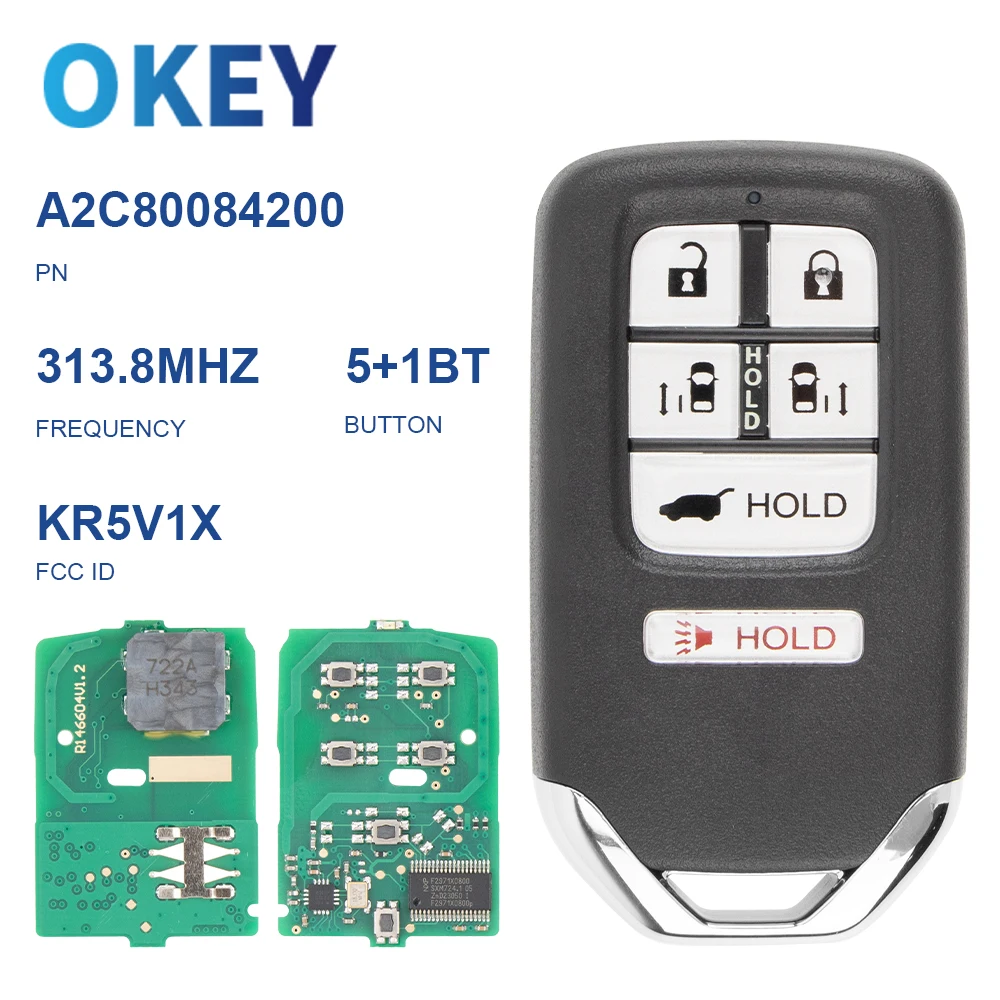 

Okey Smart Car Remote Key KR5V1X 313.8Mhz For Honda Odyssey Clarity Fit Jazz XR-V Vezel Accord ID47 Chip PN:72147-TK8-A51/A01