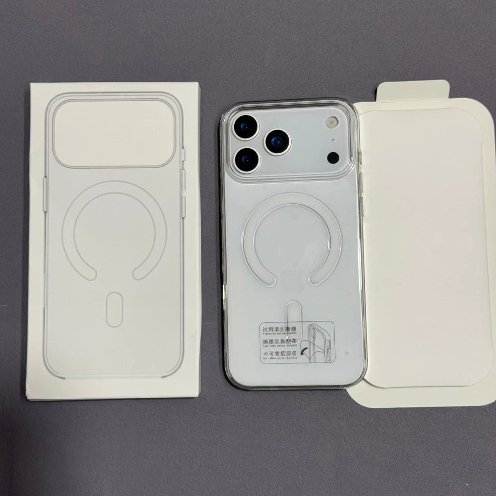 حافظة لهاتف MagSafe أصلية شفافة لهاتف آيفون 17 16 15 14 13 Pro Max Plus17 غطاء هاتف متحرك للشحن اللاسلكي